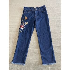 Zadig & Voltaire Boyfit Jeans Womens 24 Skeleton Magician Patches Straight